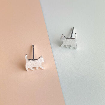 Brushed Sterling Silver Cat Silhouette Stud Earrings, 5 of 6