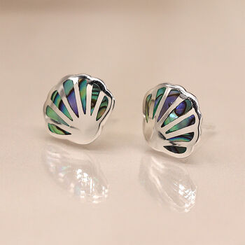 Sterling Silver Paua Sea Shell Stud Earrings – 10mm, 3 of 5