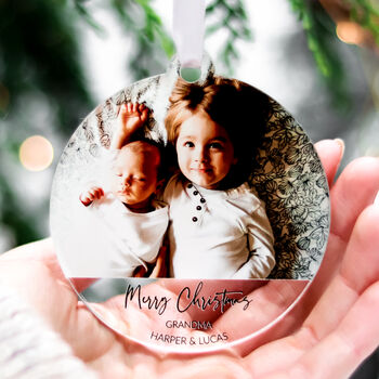 Family Photo Personalised Christmas Tree Ornament, 4 of 10