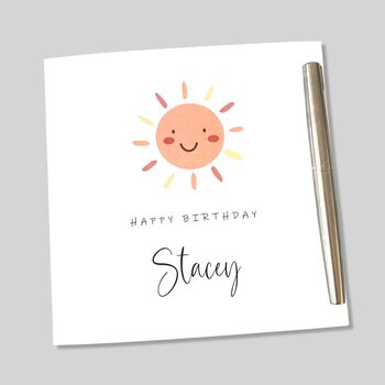 Personalised Birthday Card Smiling Sun, 2 of 4