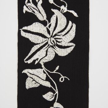 Floral Bohemian Embroidered Black Scarf, 3 of 4