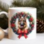 Personalised German Shepherd Christmas Wreath Dog Mug, thumbnail 1 of 2