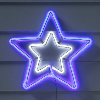 Blue And White Neon Star Christmas Silhouette By Lights4fun ...