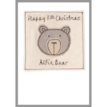 Personalised Bear 1st Christmas Card For Boy Or Girl, 6 of 10