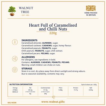 Caramelised Nut And Chilli Peanut Heart Tin Gift – 220g, 5 of 7