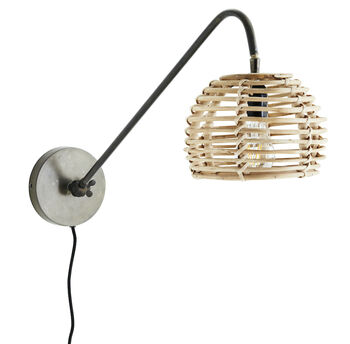 Industrial Directional Wall Light With Bamboo Shade, 2 of 2