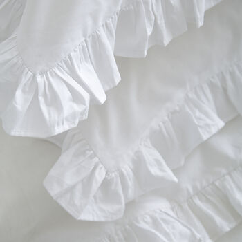 Pair Ruffle White Cotton Pillowcase With Frill Edge, 2 of 2