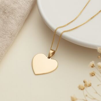 Personalised Solid 9ct Gold Heart Disc Pendant Necklace, 3 of 10