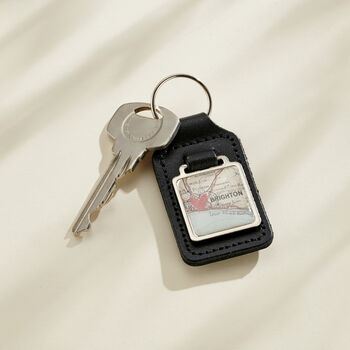 Personalised Vintage Map And Heart Keyring, 3 of 3