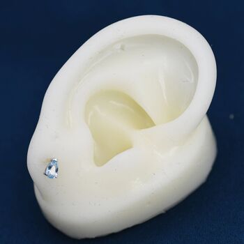 Genuine Swiss Blue Topaz Crystal Droplet Stud Earrings In Sterling Silver, 2 of 12