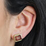 Large Champagne Stone Stud Earrings In Gold Plating, thumbnail 1 of 6