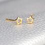 18ct Gold Vermeil Tiny Open Star Stud Earrings, thumbnail 2 of 4