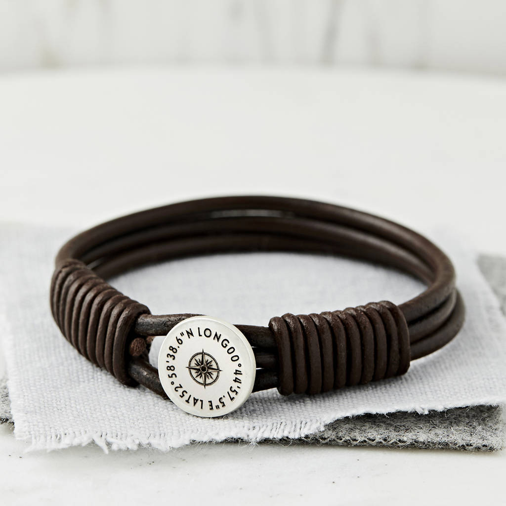 Personalised Silver And Leather Coordinate Bracelet, 1 of 7