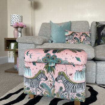 Footstool With Storage In Magical Pink Velvet, 2 of 3