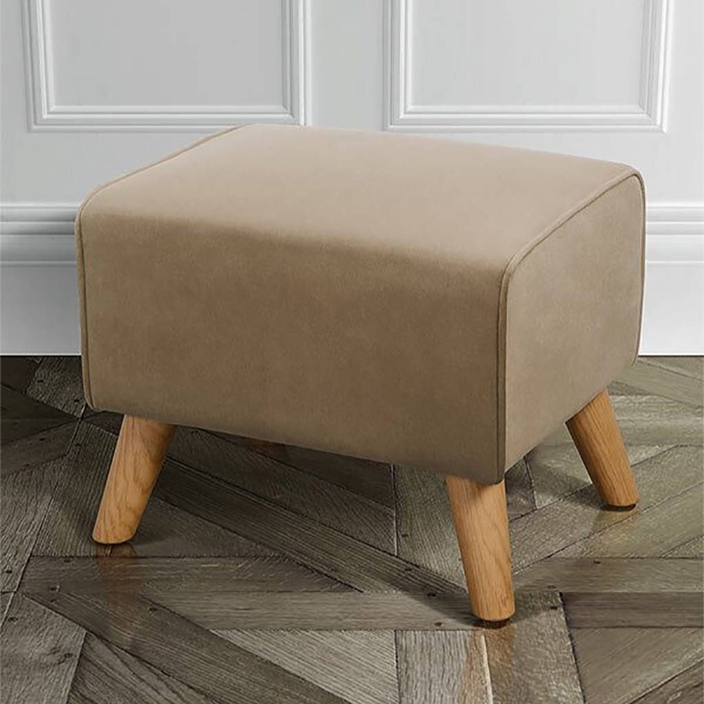 Classic Velvet And Oak Foot Stool By I Love Retro | notonthehighstreet.com