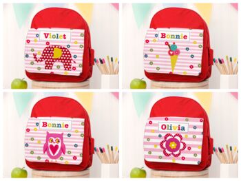 Personalised Girl's Red Mini Rucksack, 3 of 12