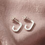 Open Link Huggie Hoop Stud Earrings, thumbnail 3 of 7