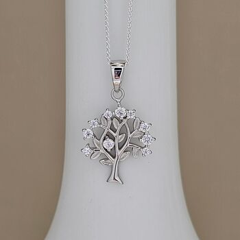Personalised Sterling Silver Cz Tree Of Life Necklace, 4 of 5