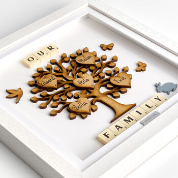 Wooden Family Tree Frame Personalised Gift For Parents, 8 of 12