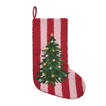 Personalised Pink And Red Stripe Christmas Tree Stocking, 2 of 2