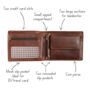 Mens Brown Leather Trifold Wallet, thumbnail 3 of 4
