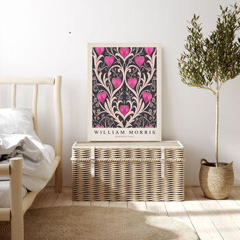 William Morris Pink Hearts Art Print, 3 of 4