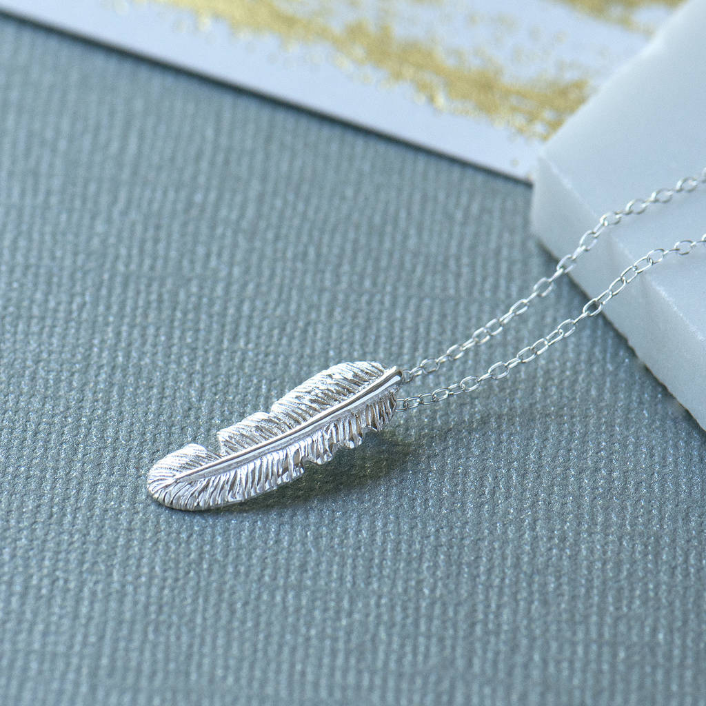 Feather Sterling Silver Necklace By Grace & Valour | notonthehighstreet.com