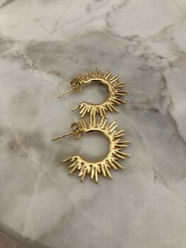 Minimalist Sun 18 K Gold Plated Ear Studs, 3 of 8