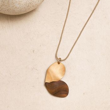 Gold And Walnut Heart Pendant Necklace, 2 of 5