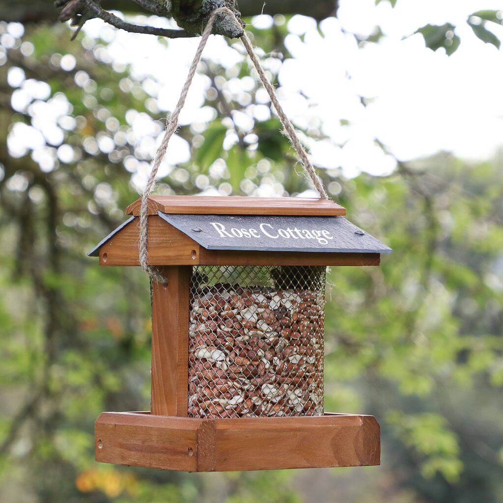 Vermont Wood And Slate Hanging Bird Feeder By Dibor