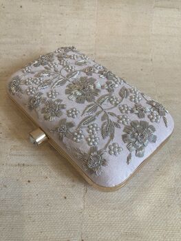 Light Pink Handcrafted Rectangular Clutch Bag, 3 of 10