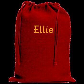 Personalised Red Jute Christmas Gift Sack Embroidered, 3 of 3