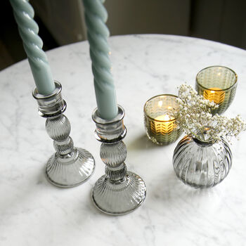 Lined Glass Candlestick Holder, 4 of 4
