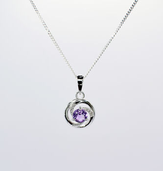Amethyst And Sterling Silver Open Circular Necklace, 3 of 5