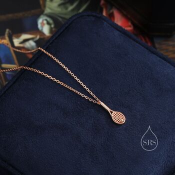 Tennis Racket Pendant Necklace In Sterling Silver, 4 of 10