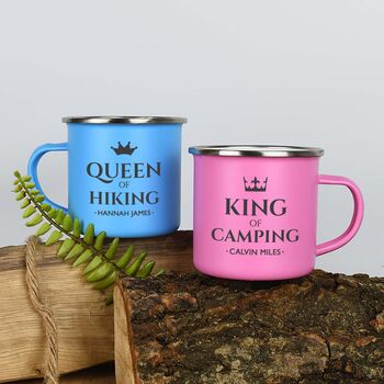 Personalised King And Queen Enamel Camping Mug Set, 4 of 4