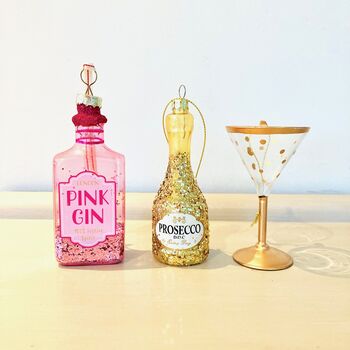 Pink Gin / Cocktail Hanging Christmas Tree Decoration, 3 of 7