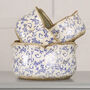 Set Of Three Blue Scalloped Patterned Planters, thumbnail 3 of 5