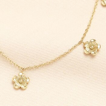 Stainless Steel Blossom Flower Pendant Necklace In Gold, 2 of 2