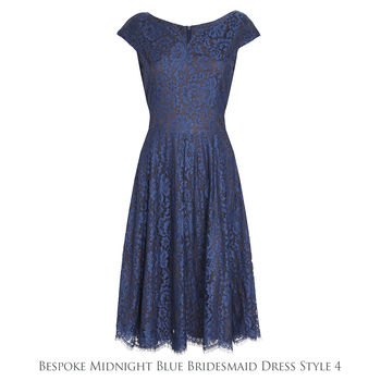 Bespoke Lace Bridesmaid Dresses Midnight Blue, 7 of 9