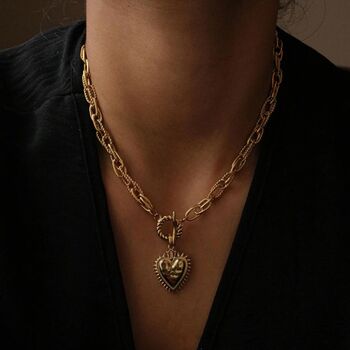 18 Kt Gold Sacred Heart Toggle Necklace, 5 of 7