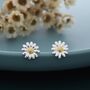 Sterling Silver Tiny Daisy Flower Stud Earrings, thumbnail 1 of 12