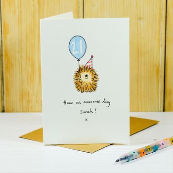 Personalised Birthday Hedgehog Handmade Card, 6 of 6