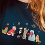 Christmas Cats Embroidered Sweatshirt, thumbnail 1 of 9