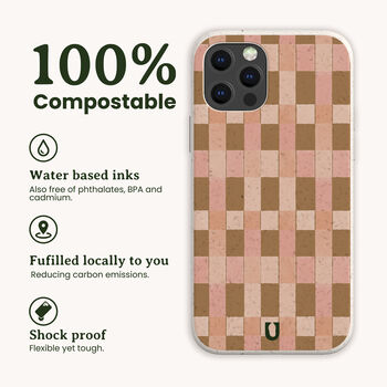 Pink And Brown Checker Eco Phone Case, 2 of 6