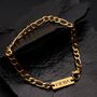 Gold Engravable 5mm Figaro Bracelet, thumbnail 3 of 10