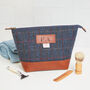 Harris Tweed And Leather Personalised Wash Bag, thumbnail 4 of 11