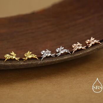 Tiny Leaping Hare Screw Back Earrings In Sterling Silver, 2 of 11