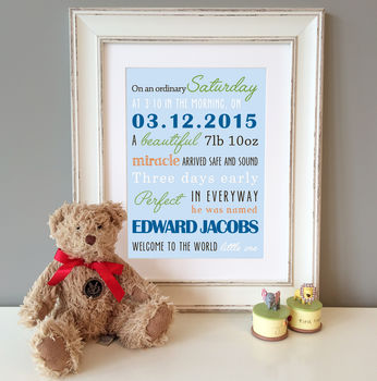 Personalised Baby Birth Details Print, 4 of 11