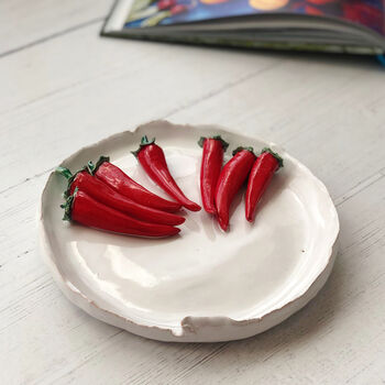 Gifts For Foodies: Seven Handmade Ceramic Chillies Dish, 5 of 7